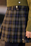 Tartine et Chocolate Green & Marine Plaid Pleated Skirt