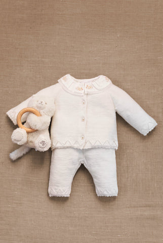 Tartine et Chocolate Ecru Ruffled Knit Set