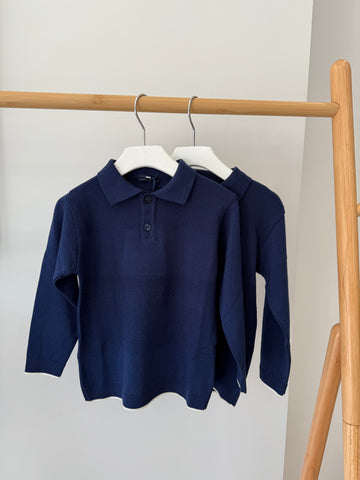 Manuell Frank Classic Navy Royal Knit Polo