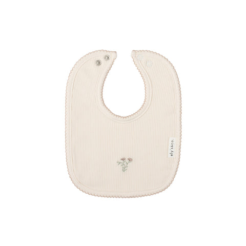 Ely's & Co Ivory/Blush Embroidered Ginkgo Bib