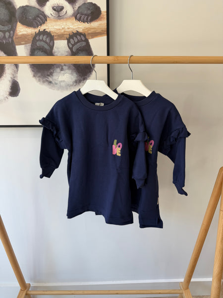 Petit Blush Dark Blue Ruffle Liba Dress
