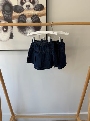 Petit Blush Dark Blue Denim Midi Ruffle Skirt