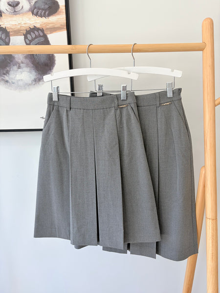 Twinset Medium Grey Melange Pleated Skirt