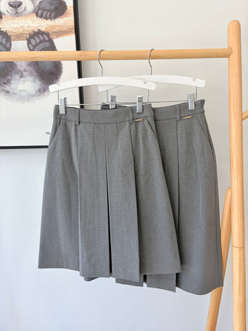 Twinset Medium Grey Melange Pleated Skirt