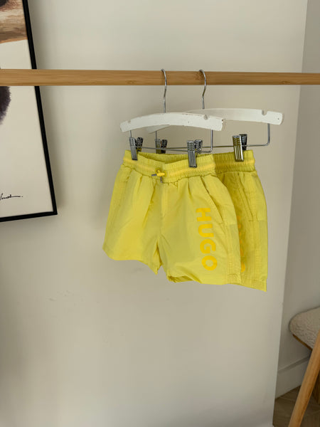 Hugo Yellow Lemon Logo Surfer Swim Trunks