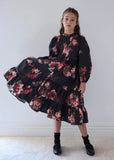 Petite Amalie Black Floral Poplin Dress