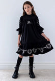 Petite Amalie Black/Cream Embroidered Cord Dress