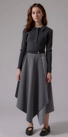 Soir Grey Claudia Wrap Midi Skirt