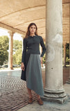 Soir Grey Claudia Wrap Midi Skirt