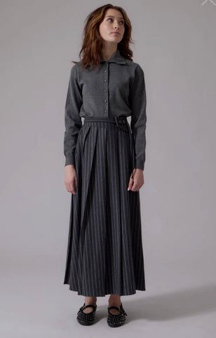Soir Grey Lyla Midi Skirt