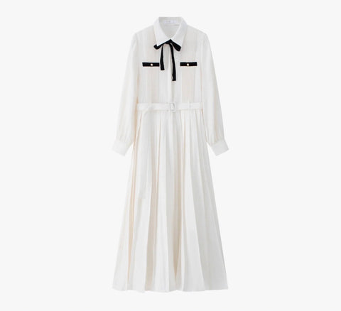 Coco Blanc Cream Pleated Dress