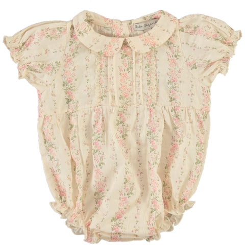 Bebe Organic Irene Floral Stripe Romper
