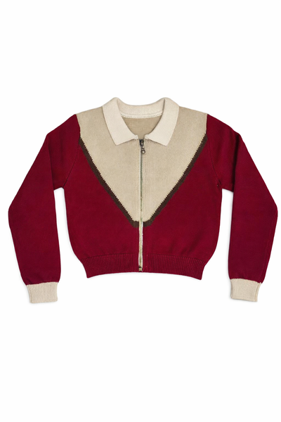Cottier Crimson Delilah Knit Zip Up