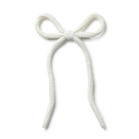 Halo Luxe Ecru Juliana Textured Knit Long Tail Clip
