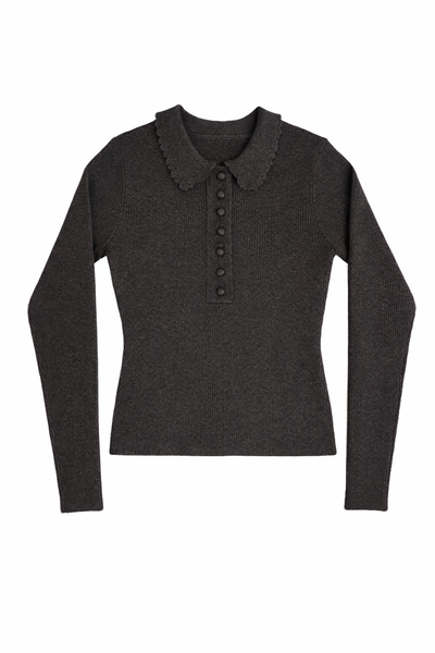 Soir Grey Lyla Collared Sweater