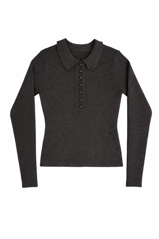 Soir Grey Lyla Collared Sweater