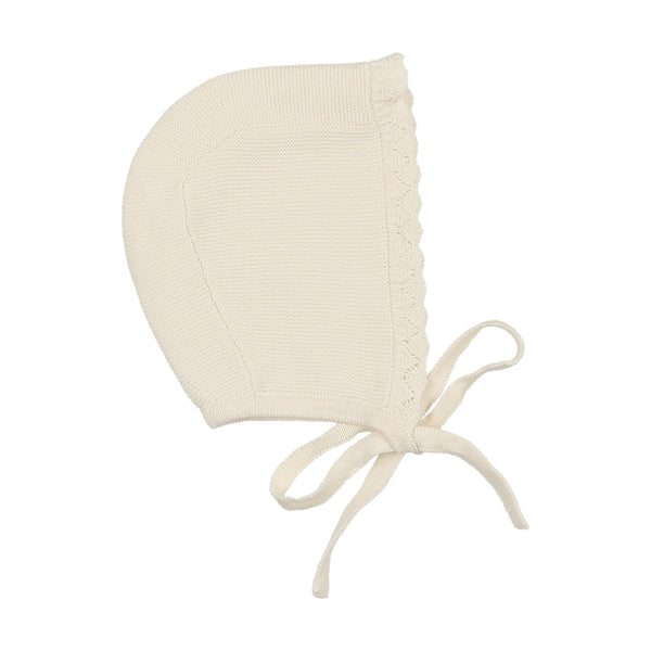 Lilette Cream Knit Ruffle Collar Bonnet