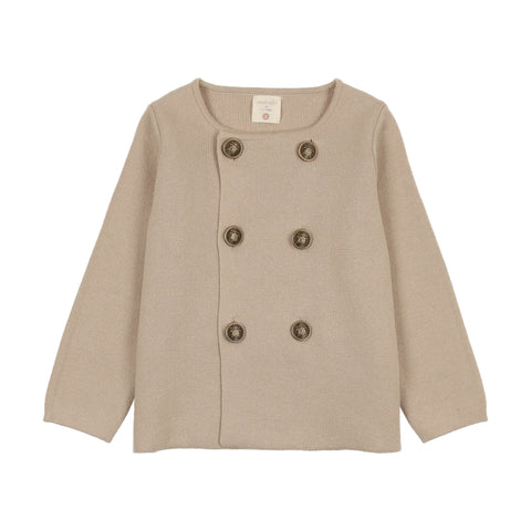 Lil Legs Taupe Knit Double Breasted Blazer