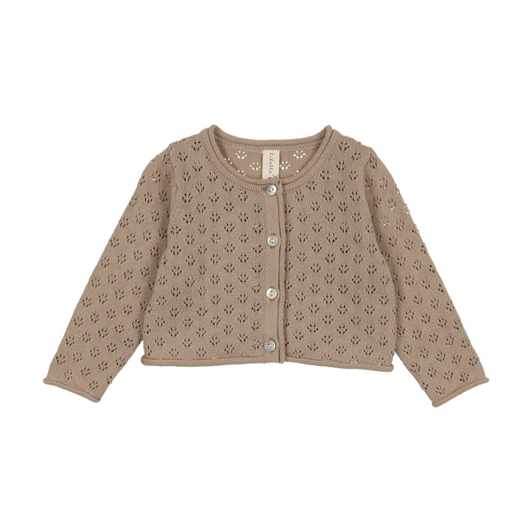 Lilette Taupe Pointelle Knit Cardigan