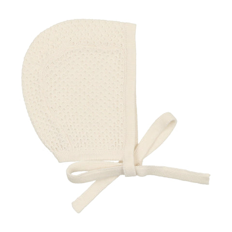 Lilette Cream Knit Pointelle Bonnet