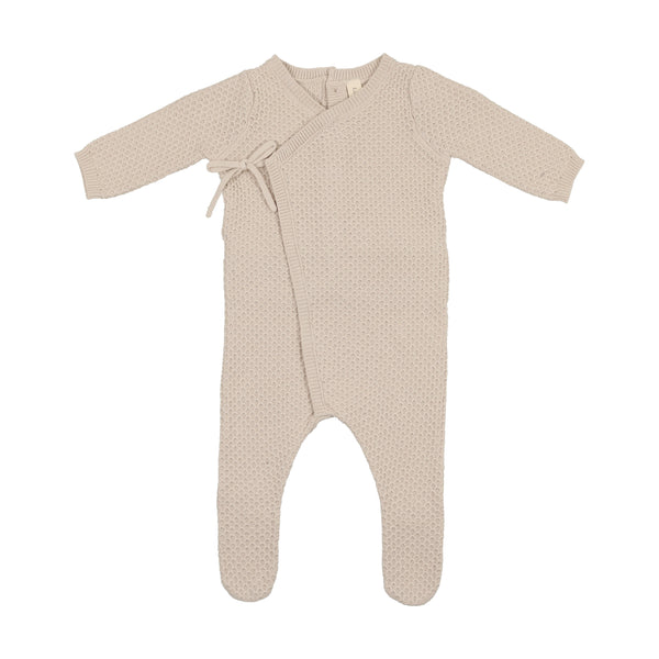 Lilette Tan Knit Wrap Pointelle Footie