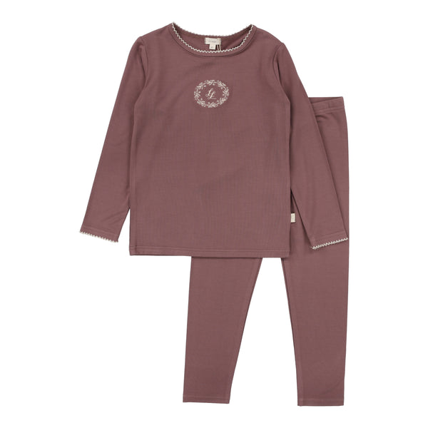 Lil Legs Analogie Dusty Plum Emblem Lounge Set LBELS-DPLM