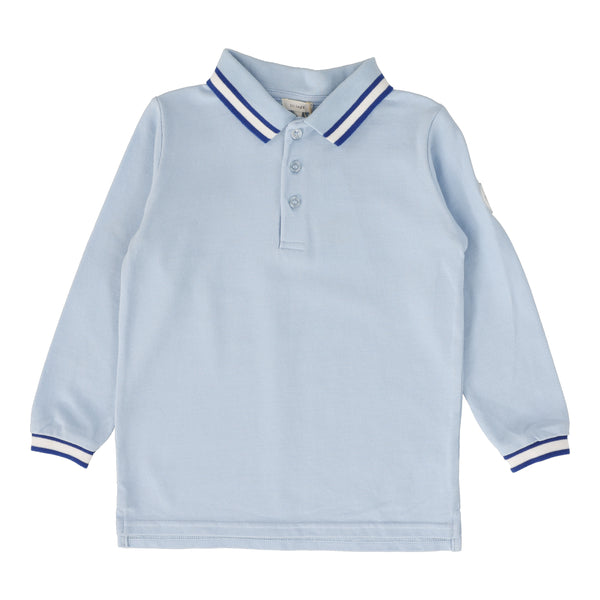 Lil Legs Light Blue Thick White Stripe LS Polo