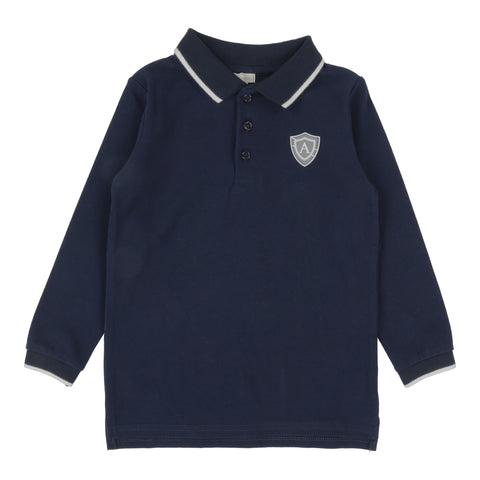 Lil Legs Dark Navy Logo Long Sleeve Polo