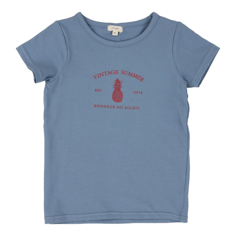 Lil Legs Boys Blue Print Short Sleeve Tee