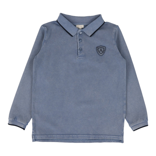 Lil Legs Denim Blue Logo Long Sleeve Polo