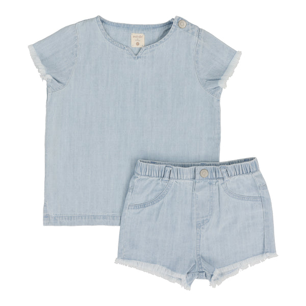 Lil Legs Boys Light Wash Fringe Set