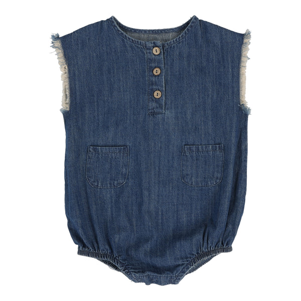 Lil Legs Boys Dark Wash Fringe Romper