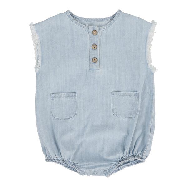 Lil Legs Boys Light Wash Fringe Romper