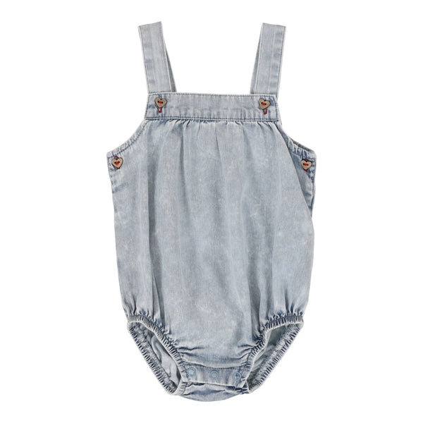 Lil Legs Girls Blue Stonewash Romper