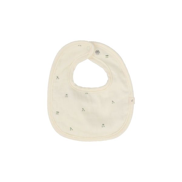 Lilette Ivory/Mint Scattered Cherry Terry Bib