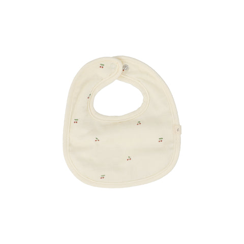 Lilette Ivory/Red Scattered Cherry Terry Bib