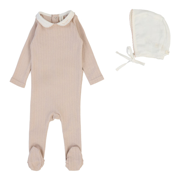 Lilette Blush Edged Collar Footie Set