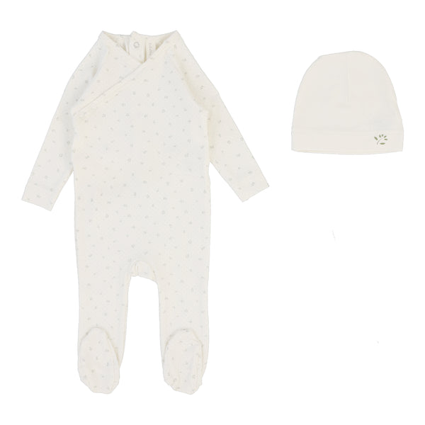 Lilette Cream Printed Wrapover Footie Set