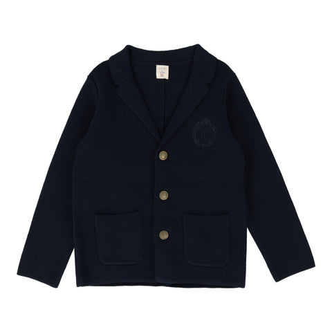 Lil Legs Analogie Navy Knit Crest Blazer