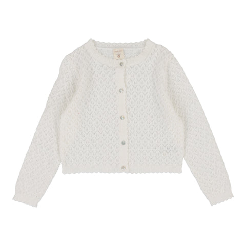 Lil Legs Analogie White Knit Pointelle Cardigan