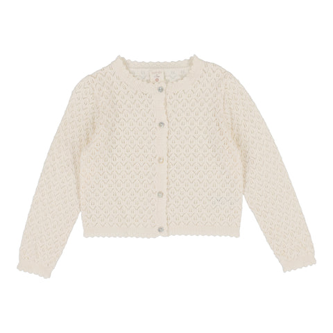 Lil Legs Analogie Natural Ivory Knit Pointelle Cardigan