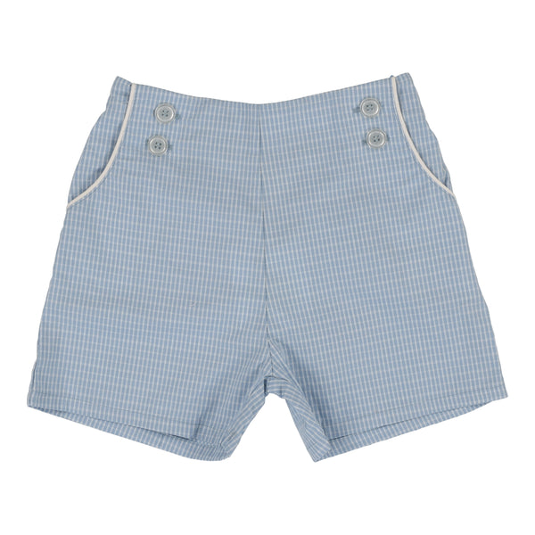 Lil Legs Analogie Light Blue Windowpane Button Shorts