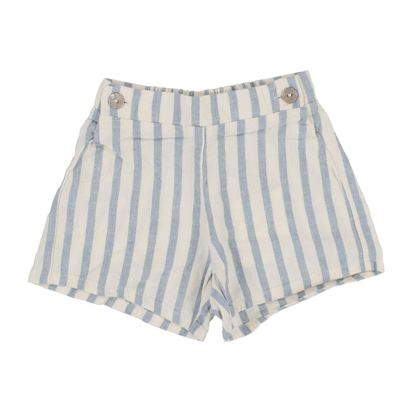 Lil Legs Analogie Blue Linen Stripe Pull On Shorts