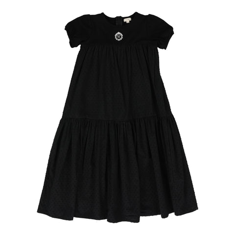 Lil Legs Analogie Black Short Sleeve Emblem Maxi Dress