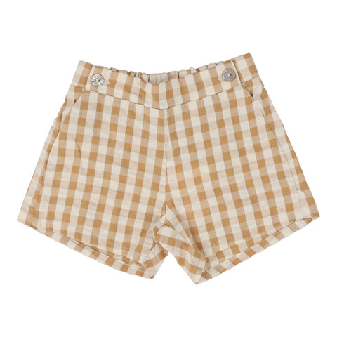 Lil Legs Analogie Golden Gingham Pull On Shorts