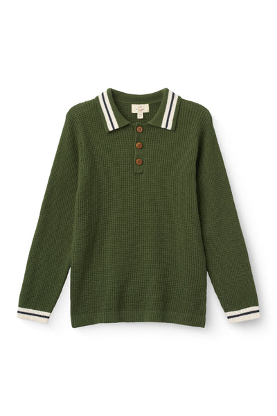 Copenhagen Colors Dark Green Waffle Knit Polo