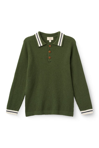 Copenhagen Colors Dark Green Waffle Knit Polo