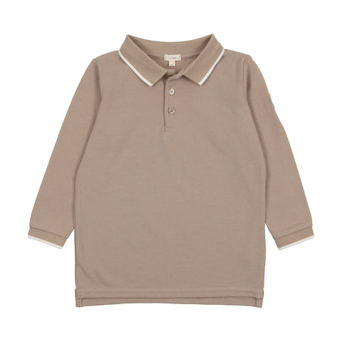 Lil Legs Taupe Long Sleeve Polo