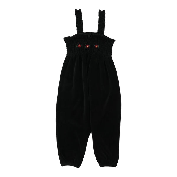 Lil Legs Analogie Black Velour Smocked Romper LVSBR-BLA