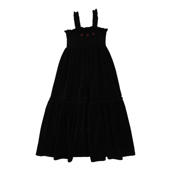 Lil Legs Analogie Black Velour Smocked Maxi Dress LVSMM-BLA